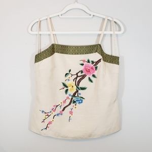 Sue Wong Silk Embroidered Tank Top